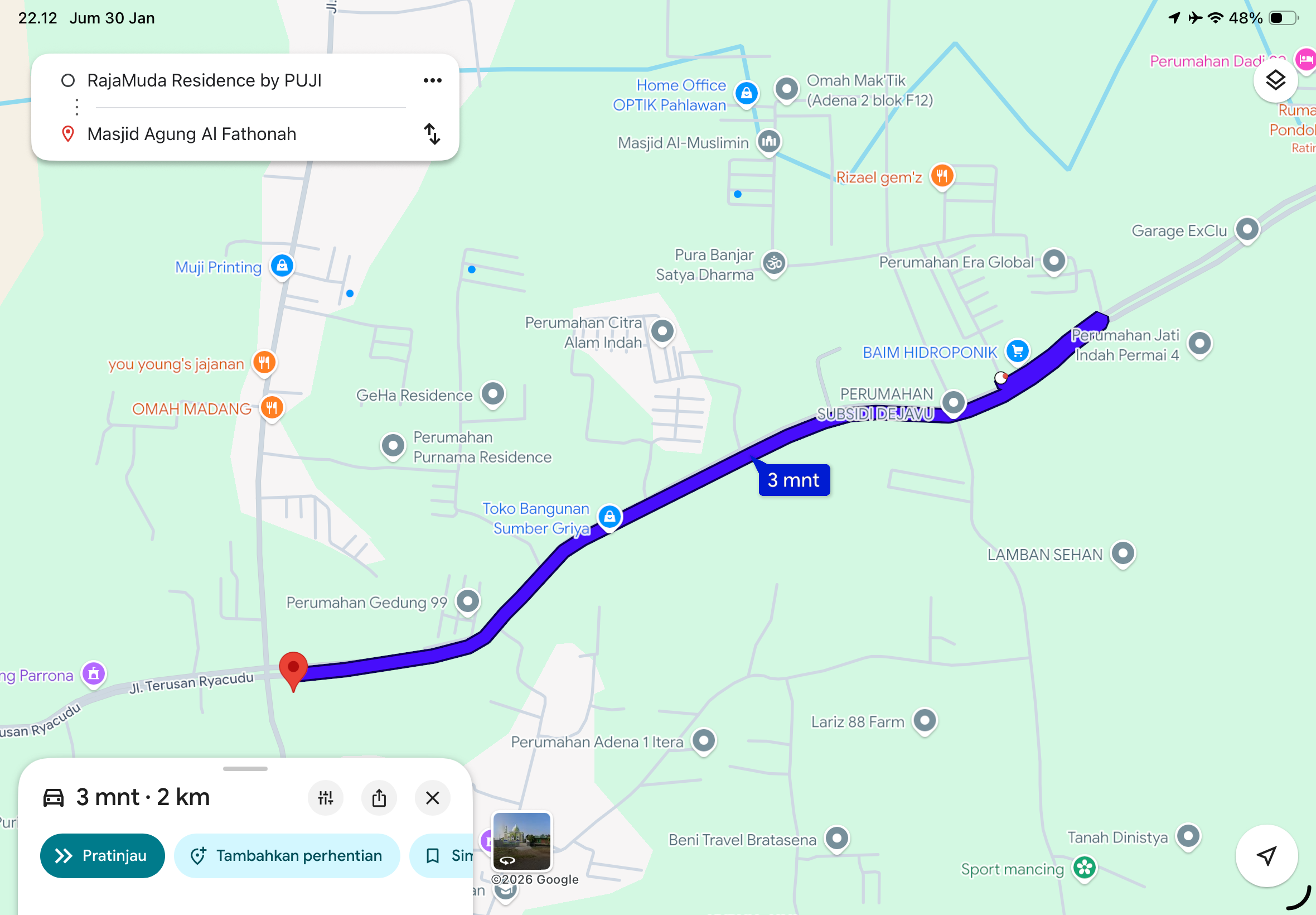 Lokasi Perumahan Rajamuda Residence Jati Agung ITERA, Exit Tol Kotabaru Rumah tanpa DP, dekat klinik, Pasar Jatimulyo, SHM Puncak jaya Indah Puji.